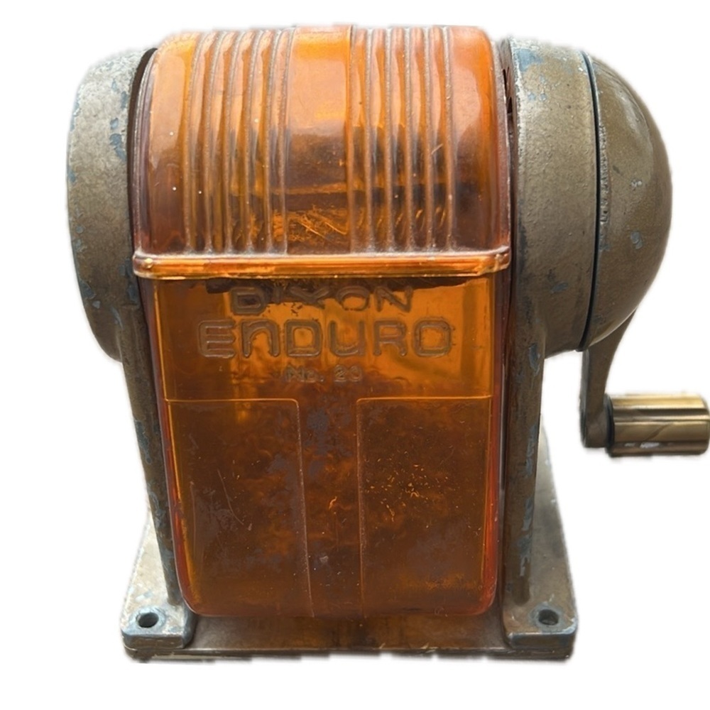 1960s‎ Vintage Dixon Enduro Table Mount Pencil Sharpener Amber Version Model #20